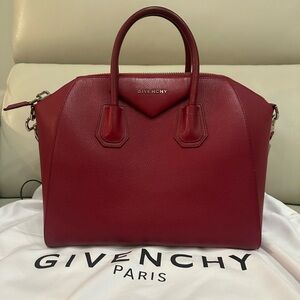 Givenchy Antigona Medium tote- rare red berry color, pebbled (goat) leather